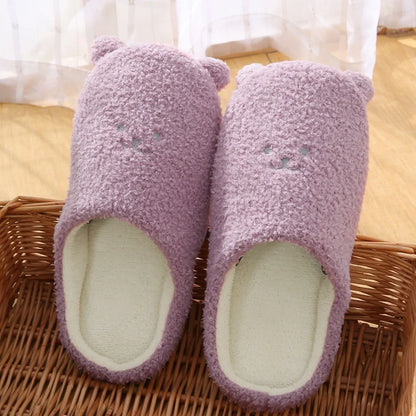 Cute Bear Women Furry Slippers Winter Autumn Spring Indoor Casual Snow Slippers Leisure Women House Comfortable Slippers