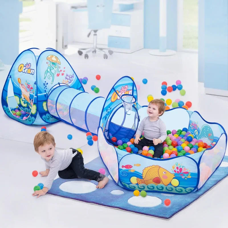 3 In 1 Children Ball Pool Baby Ballon Playpen Portable Kids Tent Ball Pit Crawling Tunnel Kid Playground Yard Rooom Pool Gift