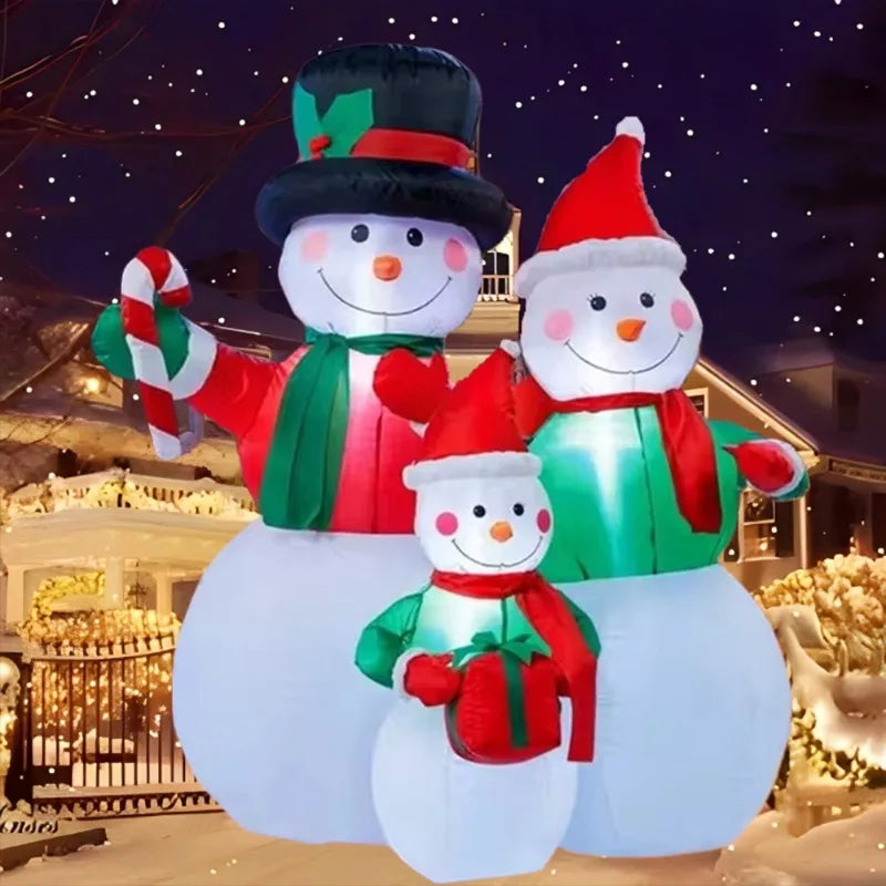 Christmas Inflatable Decorations Toys Family Snowman LED Lights Inflated Model Party Yard Props Indoor Outdoor Xmas Decor Props