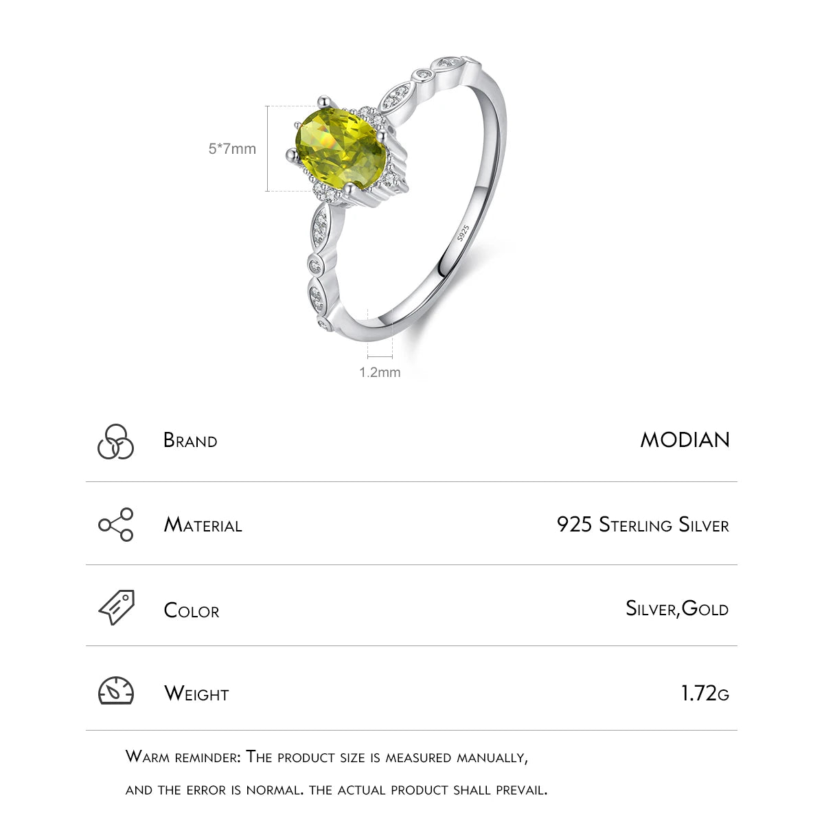 MODIAN Hot Sale 925 Sterling Silver Olive Green Vintage Flower Crown Ring Fine Jewelry For Women Anniversary Christmas Gift