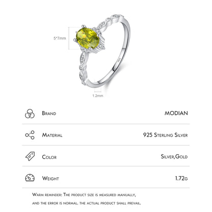 MODIAN Hot Sale 925 Sterling Silver Olive Green Vintage Flower Crown Ring Fine Jewelry For Women Anniversary Christmas Gift