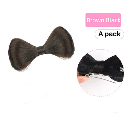 Synthetic Bow knot clip hair bun set clip style hair extensions hair chignons Chicken Feather Claw Double Ball Hair Bag