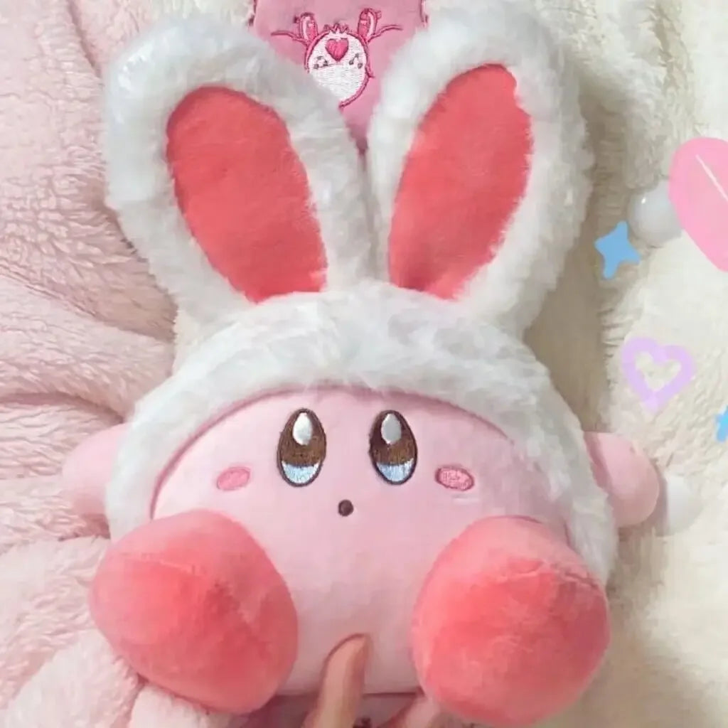 Anime Kawaii Cute Star-Kirby Rabbit Ears Stuffed Peluche Plush Quality Cartoon Toys Great Christmas Birthday Gift for Children