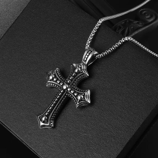 New Metal Black Cross Pendant Necklace Men and Women Fashion Gothic Punk Trend Hip Hop Accessories Jewelry Gift Wholesale