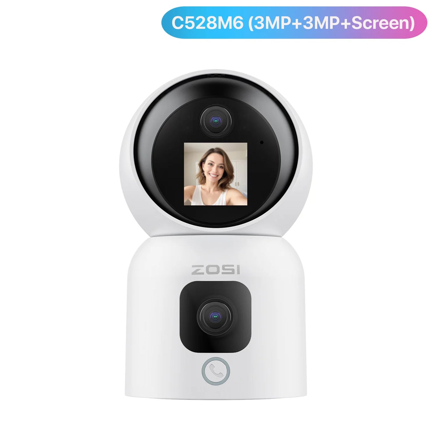 ZOSI C528 6MP/4MP HD Dual-Lens Indoor WiFi Security Camera Plug-in 360° Views Pan/Tilt Home Surveillance Baby/Pet Dog Monitor