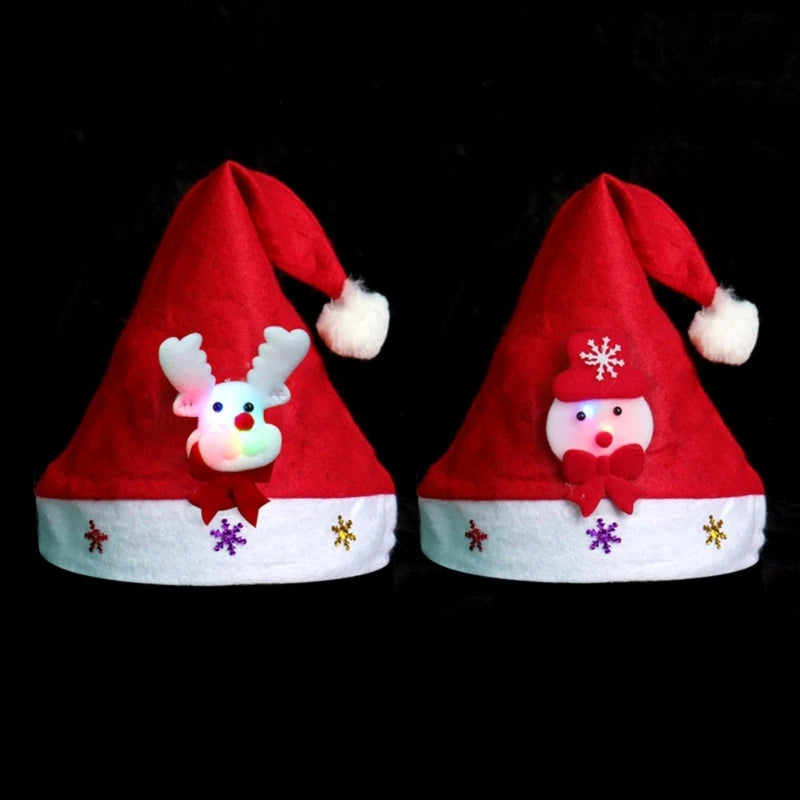 Holiday Decor LED Light up Christmas Hats Eye Catching Led Flashing Plush Hat