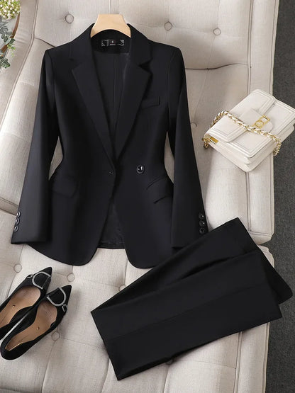 Office Wear Women Blazer Suits 2 Pieces Sets Elegant Fashion Chic Coats Casual Blazer Jacket And Pants Two Piece Set Career Suit