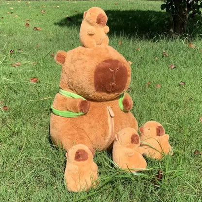 Capybara Plush Toy Set Mommy with 4 Baby Capibara Plushie Doll Stuffed Animal Pillow Turtle Backpack Kid Toys Christmas Gift