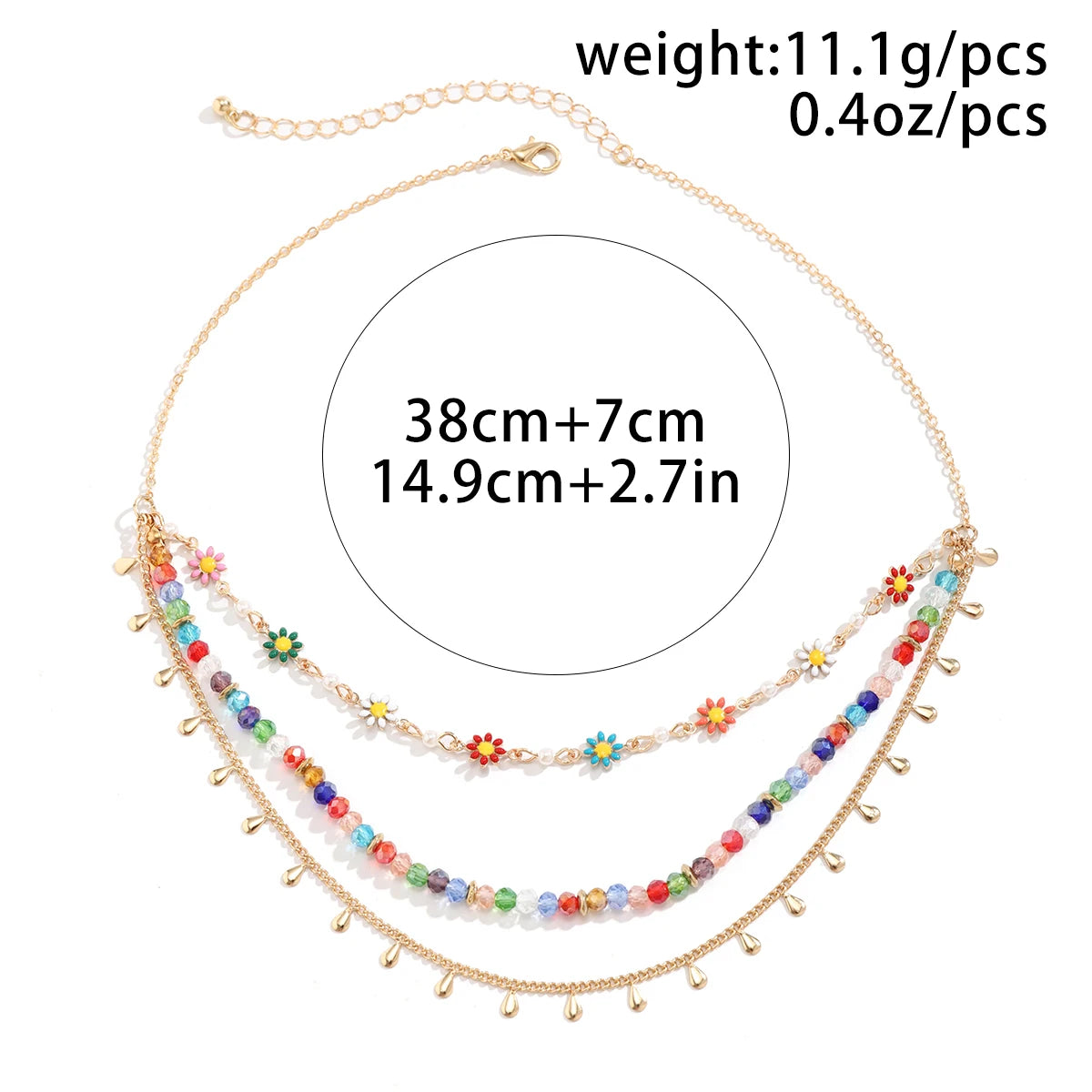 Salircon Boho Spray Painted Flower Chain Clavicle Necklace Trend Aesthetics Acrylic Bead Sshort Necklace Women's Beach Jewelry