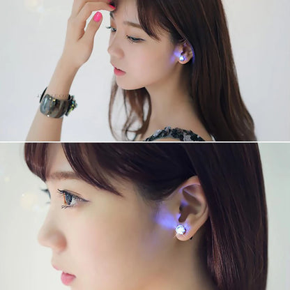 1Pcs of Colorful Light Led Earrings Flashing Stainless Steel Earrings Dance Party Accessories Hot Christmas Gift Luminous Stick