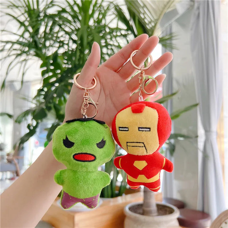 Disney Marvel Spiderman Figure Plush Keychain Toy Kawaii Hulk Iron Man Doll Soft Stuffed Toys Kids Plush Key Ring Christmas Gift