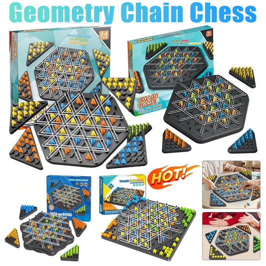 Geometry Chain Chess Puzzle Triangle Chess Family Desktop Game Educational Brain Teaser Strategy Game Logic Toy for Kids Adults