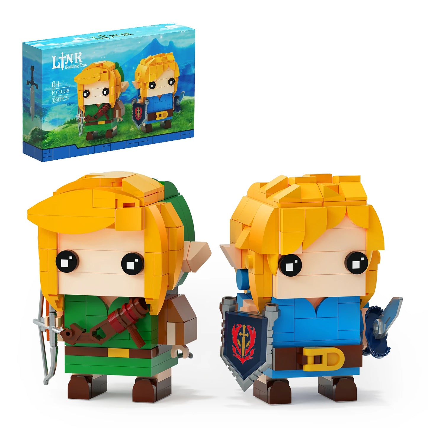 BuildMoc Breath Of The Wild Brickheadz Link Building Block Set For Zeldaed Character Collection Toys For Children Birthday Gifts