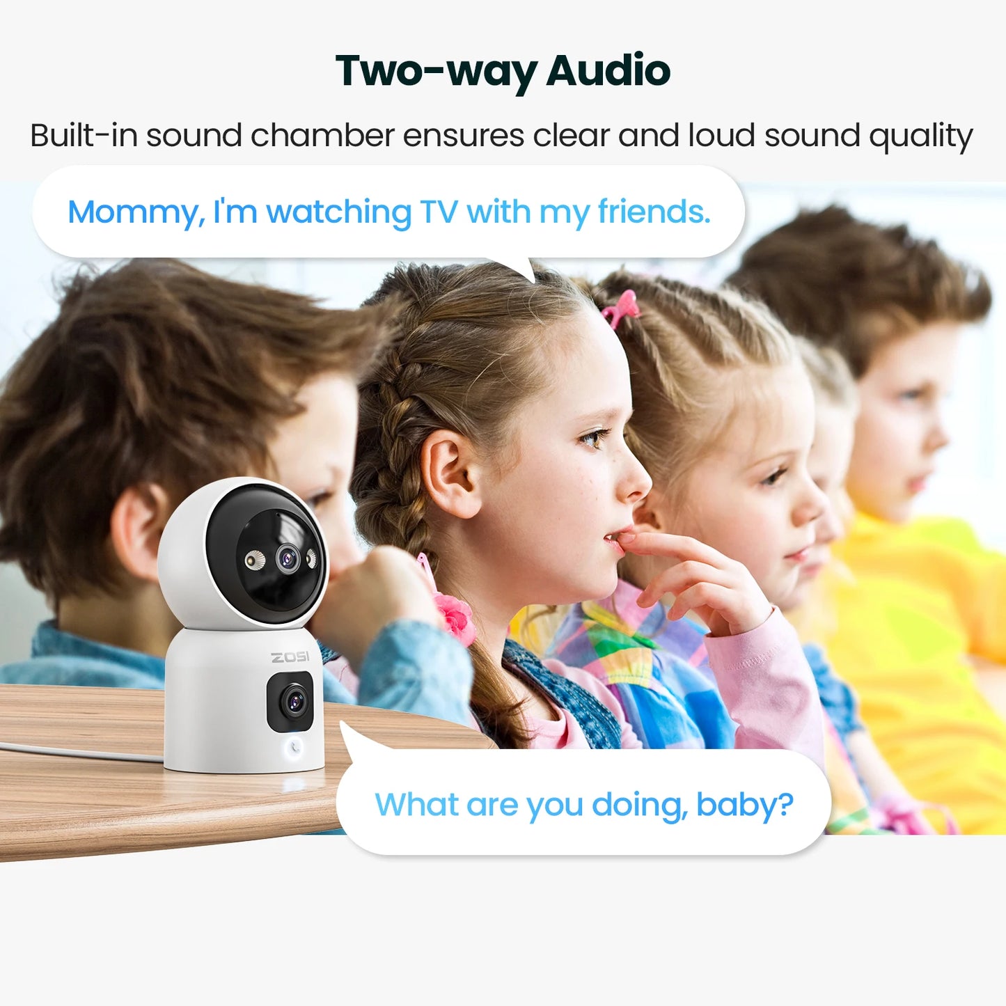 ZOSI C528 6MP/4MP HD Dual-Lens Indoor WiFi Security Camera Plug-in 360° Views Pan/Tilt Home Surveillance Baby/Pet Dog Monitor