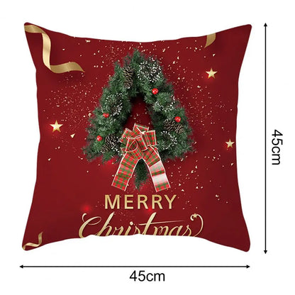 Useful Christmas Pillow Cover Smooth Christmas Pillowcase Breathable Christmas Sofa Chairs Pillow Cover  Skin-friendly