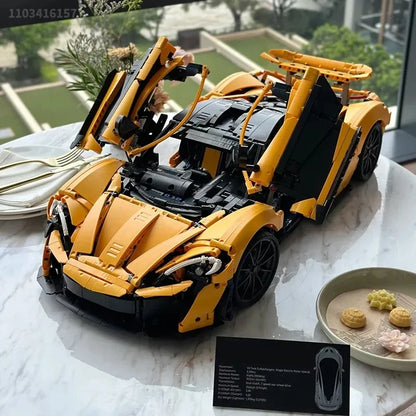 3893pcs Car Building Blocks Yellow Sports Car Assembly Brick Model Toys For Adults And Kids Christmas Gifts Compatible 42172