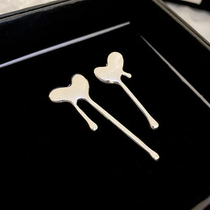 Silver Color Love Earrings for Women Simple Fashion Personality Stud Earring Temperament Personality Jewelry Wholesale