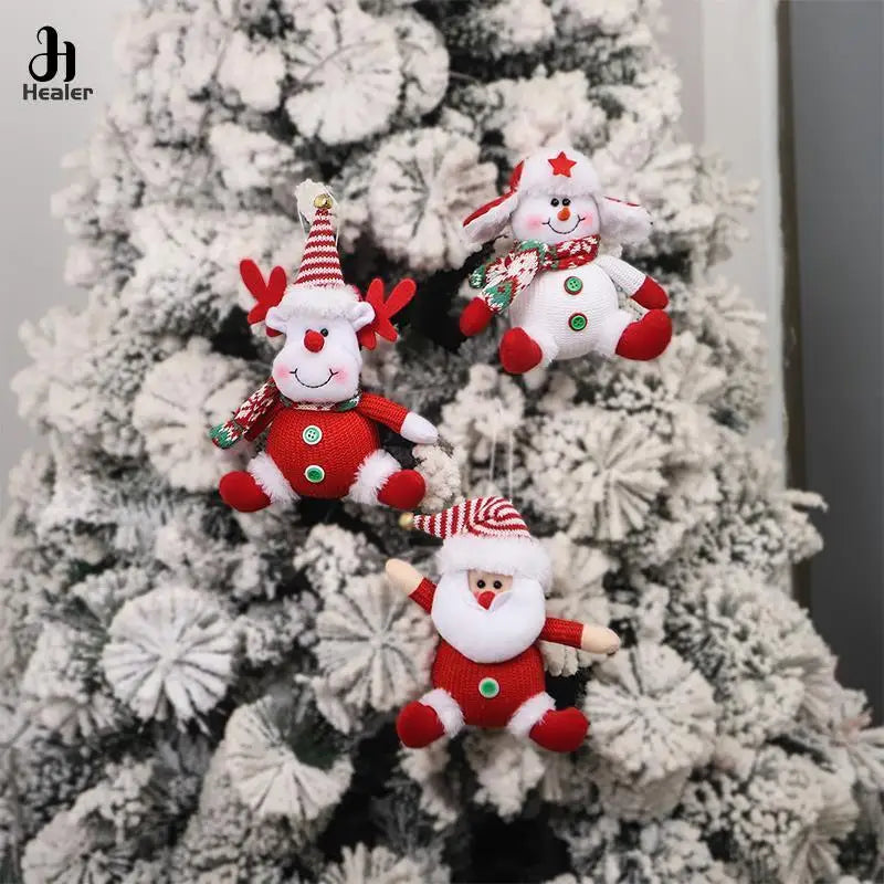 Christmas Cartoon Knitted Dolls Hanging Pendant Santa Claus Snowman Doll Merry Christmas Tree Decor For Home Xmas Ornaments