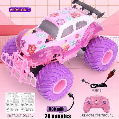 Pink RC Car Off-Road Big Wheel Electric Drive High Speed Purple 2.4G Remote Control Car Girls Trucks Toys for Children Christmas