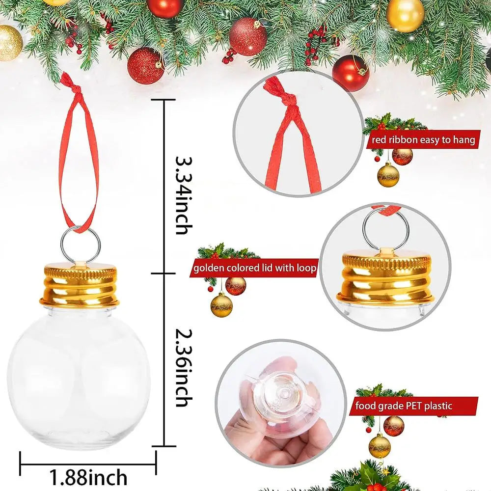 50/100/250ml Fillable Christmas Ball Xmas Tree Hanging Pendant Ornaments Clear Plastic Candy Juice Bottle Home Party Decor