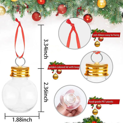 50/100/250ml Fillable Christmas Ball Xmas Tree Hanging Pendant Ornaments Clear Plastic Candy Juice Bottle Home Party Decor