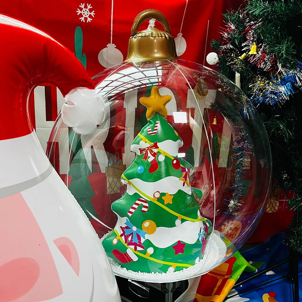 60cm PVC Inflatable Christmas Balls Toys Light Up Giant Christmas Inflatable Ball Xmas Tree Ornaments Christmas Decoration 2024