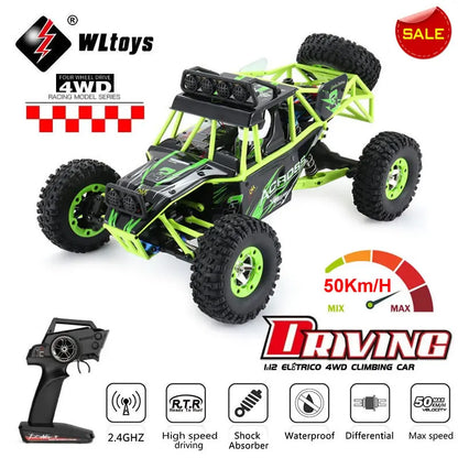 WLtoys 12428 1:12 4WD RC Racing Car High Speed Off-Road Remote Control Alloy Climbing Truck LED Light Buggy Boys Toys Kids Gift