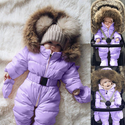 Outerwear Romper Coat Warm Infant Baby Snowsuit Girls Hooded Jumpsuit Girls Coat& Snow Pants Boys 7