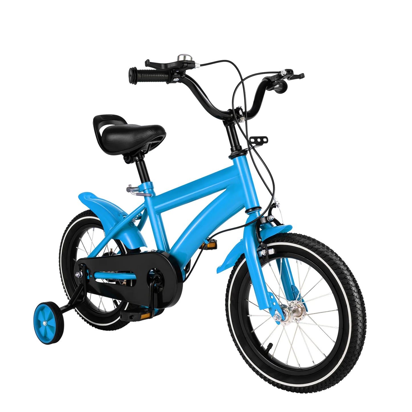 14-Inch Children's Bike Carbon Steel Frame Bicycle 14" Kids Bike with Auxiliary Wheels, Dual Brakes for Kids 2-4 Years Old