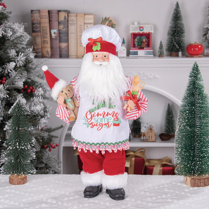 Christmas Holiday Party Supplies Santa Claus Cook 50CM Adorable Gingerbread House Chef Santa Claus Doll For Kitchen Decoration