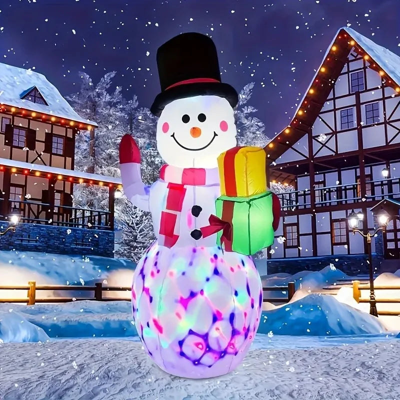 1.5M Inflatable Christmas Snowman，inflatable toys，Rotating LED Lights, Outdoor Patio Christmas Decorations, Festive Display