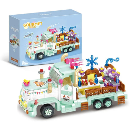 ToylinX 641PCS Building Blocks Mini Car Ice Cream Truck Model, Street View Series Christmas Xmas Best Gift for Girls with Box