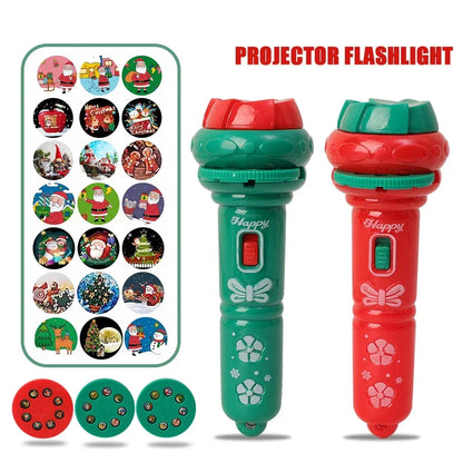 Festival Cartoon Santa Xmas Projector Flashlight Toys Kids Early Education Light Up Sleep Flashlight Baby Puzzle Christmas Gifts