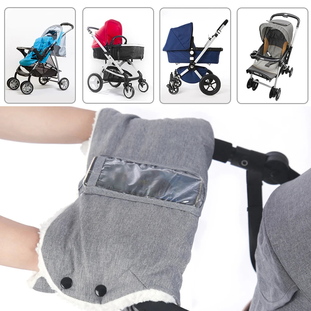 Winter Pram Hand Muff Baby Carriage Pushchair Warm Fur Fleece Hand Cover Buggy Clutch Cart Muff Glove Stroller Accessories