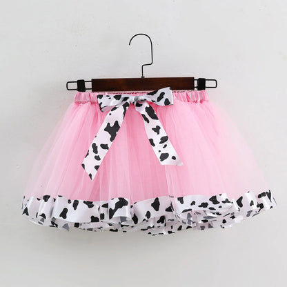 2-8Y Kids Girls Clothes Sets Girls Short Sleeved Letter Print T-shirt Top+Mesh Tutu Skirt Birthday Party Dance Performance Suits