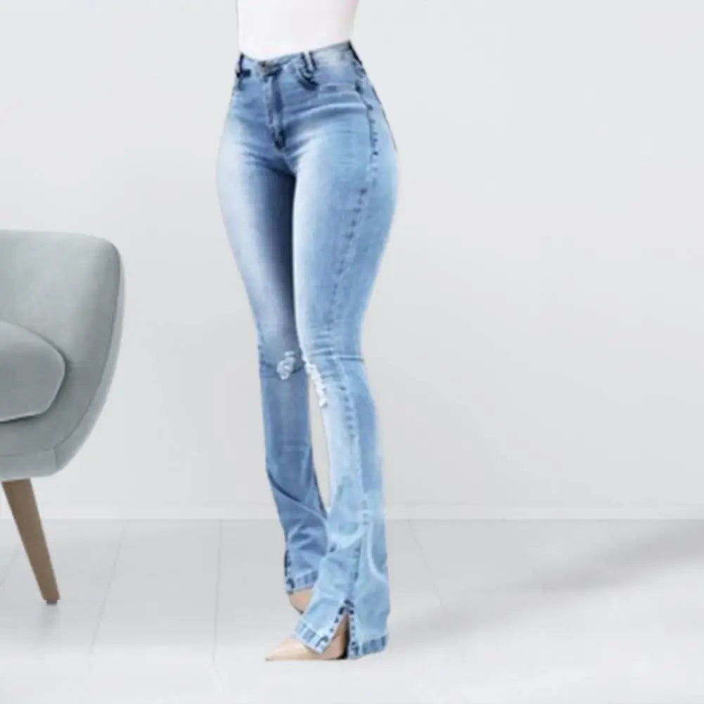 2024 Fall New Women High Waist Boot Cut Jeans Fashion Slim Denim Flared Pants Street Casual Trousers S-3XL Drop Shipping