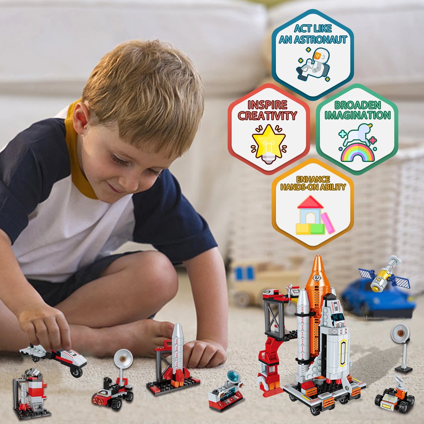 Space Exploration Shuttle Toys for 6 7 8 9 10 11 12 Year Old Boys 12-in-1 STEM Aerospace Building Kit Toy