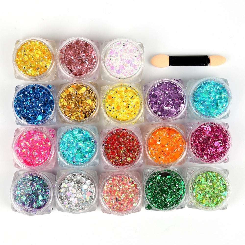 18 Colors Glitter Eyeshadow Makeup Nail Art Mermaid Sequin Shimmer Diamond Eye Shiny Skin Highlighter Face Body Glitter Cosmetic