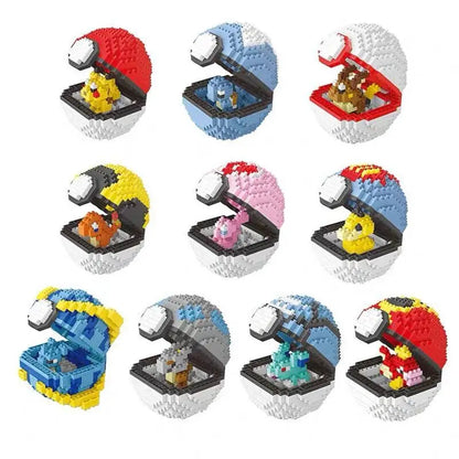 Poke Ball Micro Building Blocks Pikachu Eevee Charmander Psyduck Magikarp Lapras DIY Pokemon Mini Brick Figures Toys For Kids