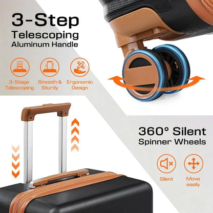 Luggage 20 Inch Suitcases with Spinner Wheels, Hard Shell Luggage Sets 3 Piece Travel Suitcase Set with Combination Lock