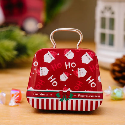 Christmas Tin Gift Box Metal Candy Box Square Candy Storage Containers for Holiday Xmas Supplies Happy New Year