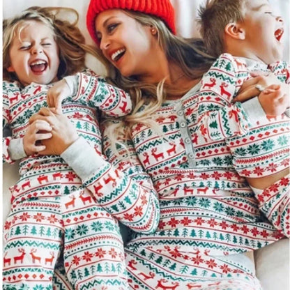 Christmas Family Pajamas Set Mom Daughter Dad Son Matching Outfits Cute All Over Print Homewear Boys Girls Pjs Xmas Look Pyjamas