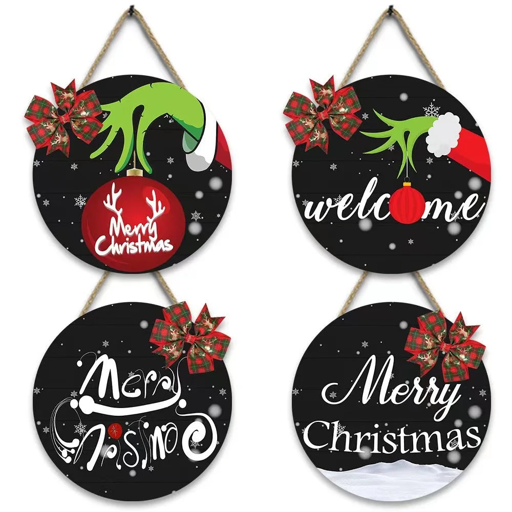 Wall Decoration Hanging Christmas Party Door Sign, Welcome Sign, Wooden Decorations, Living Room Supplies