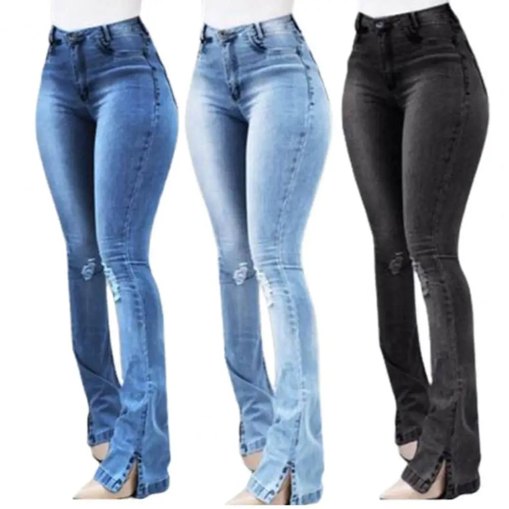 2024 Fall New Women High Waist Boot Cut Jeans Fashion Slim Denim Flared Pants Street Casual Trousers S-3XL Drop Shipping