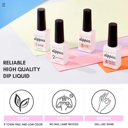 Makartt Dip Powder Kit, Dip Powder Starter Kit 0.35Oz 6 Colors Clear Pink Collection Dip Nail Kit French Nail Dip Powder Art