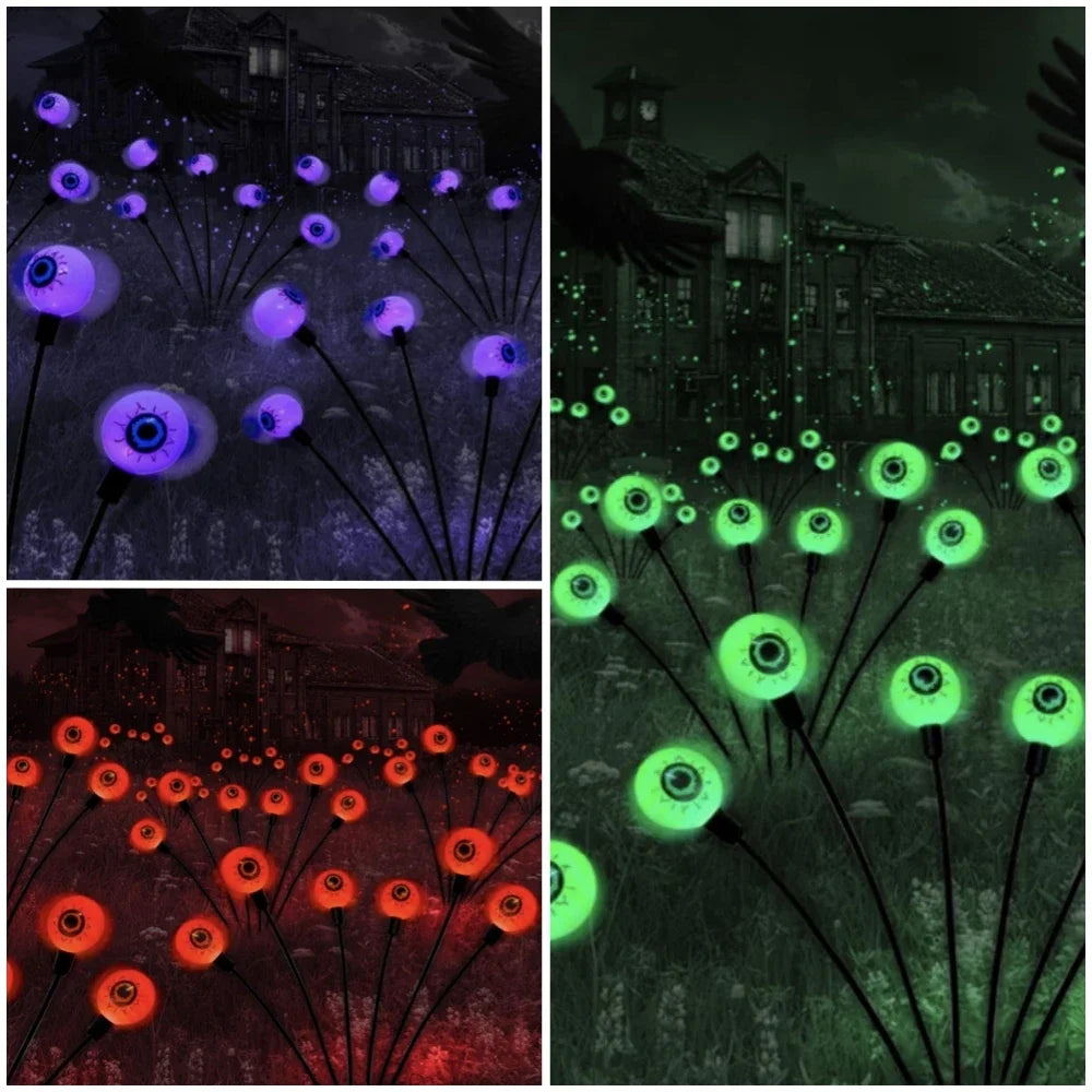 6PCS Halloween LED Eyeball Lights Solar Garden Lawn Lights Outdoor Scary Decoration Lights Halloween Party Decoration