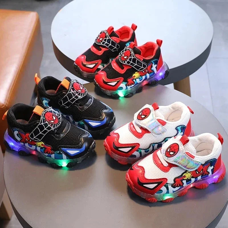 Disney Spiderman Children Casual Shoes LED Leisure Baby Girls Boys Shoes Led Lighted Kids Sneakers Infant Tennis