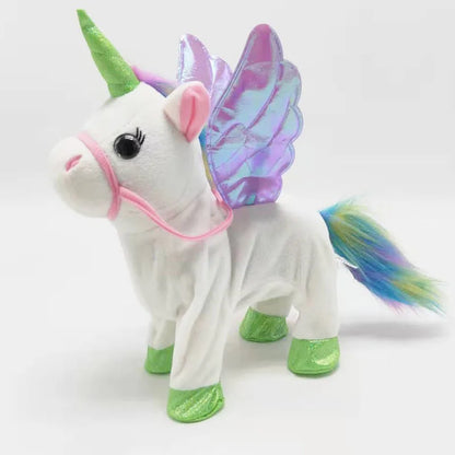 New Electric Walking singing Unicorn Plush Toy Stuffed Animal Pegasus Pony Toys 35cm Music Unicorn Toy for kids Christmas Gifts