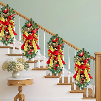 Christmas Wreath Pendants Stairway Stairs Trim Door Window Wreath Wall Hanging Garland Ornaments Xmas Navidad Holiday Decoration