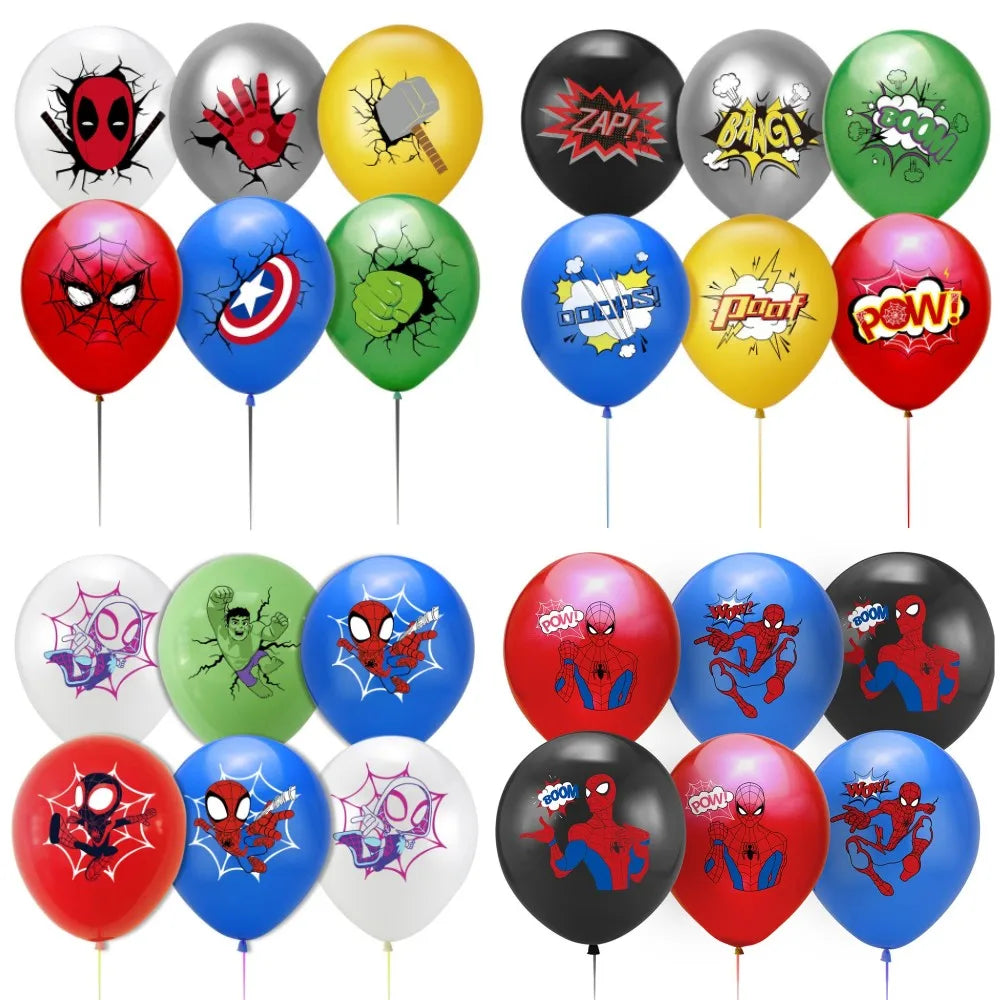 12 Inch Marvel Superhero Latex Balloon Set Avengers Spiderman Hulk  Boys Birthday Party Baby Shower Party Decorations Kid Toys